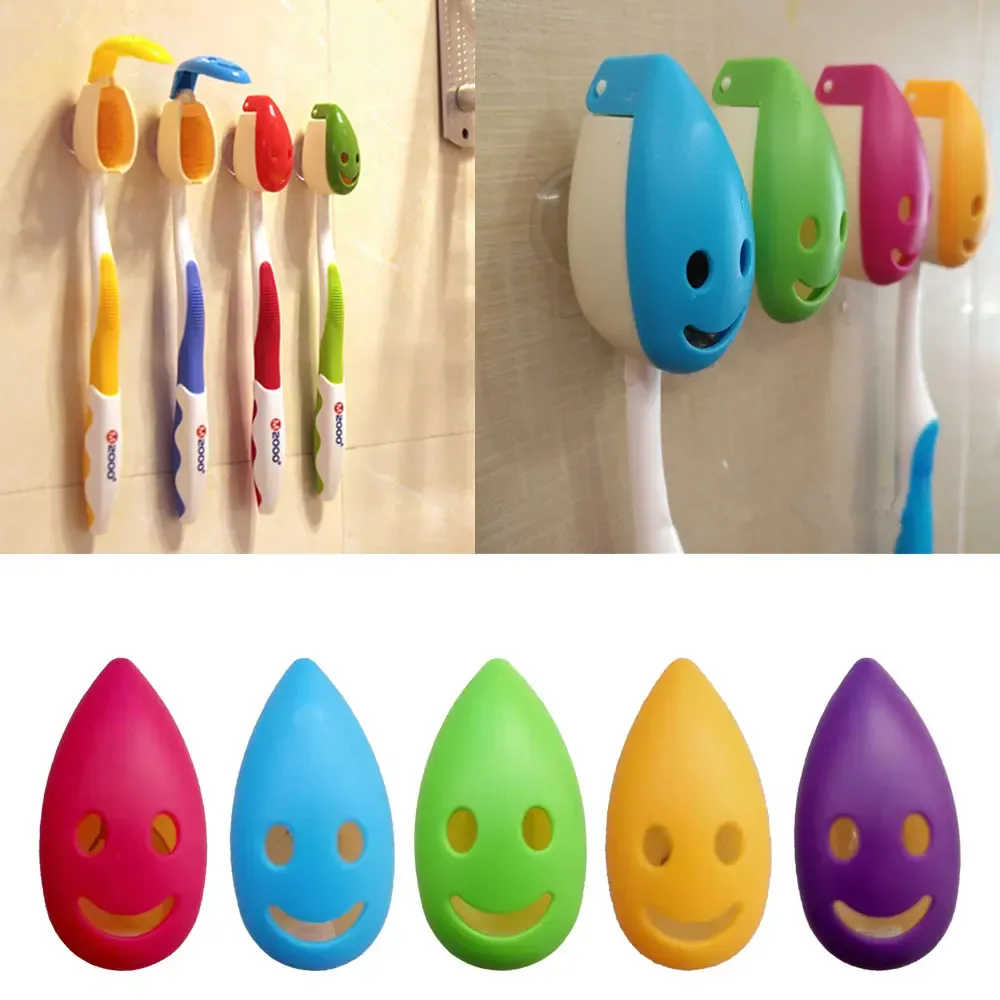Support à brosses à dents mural à ventouse, visage souriant, lot de 5