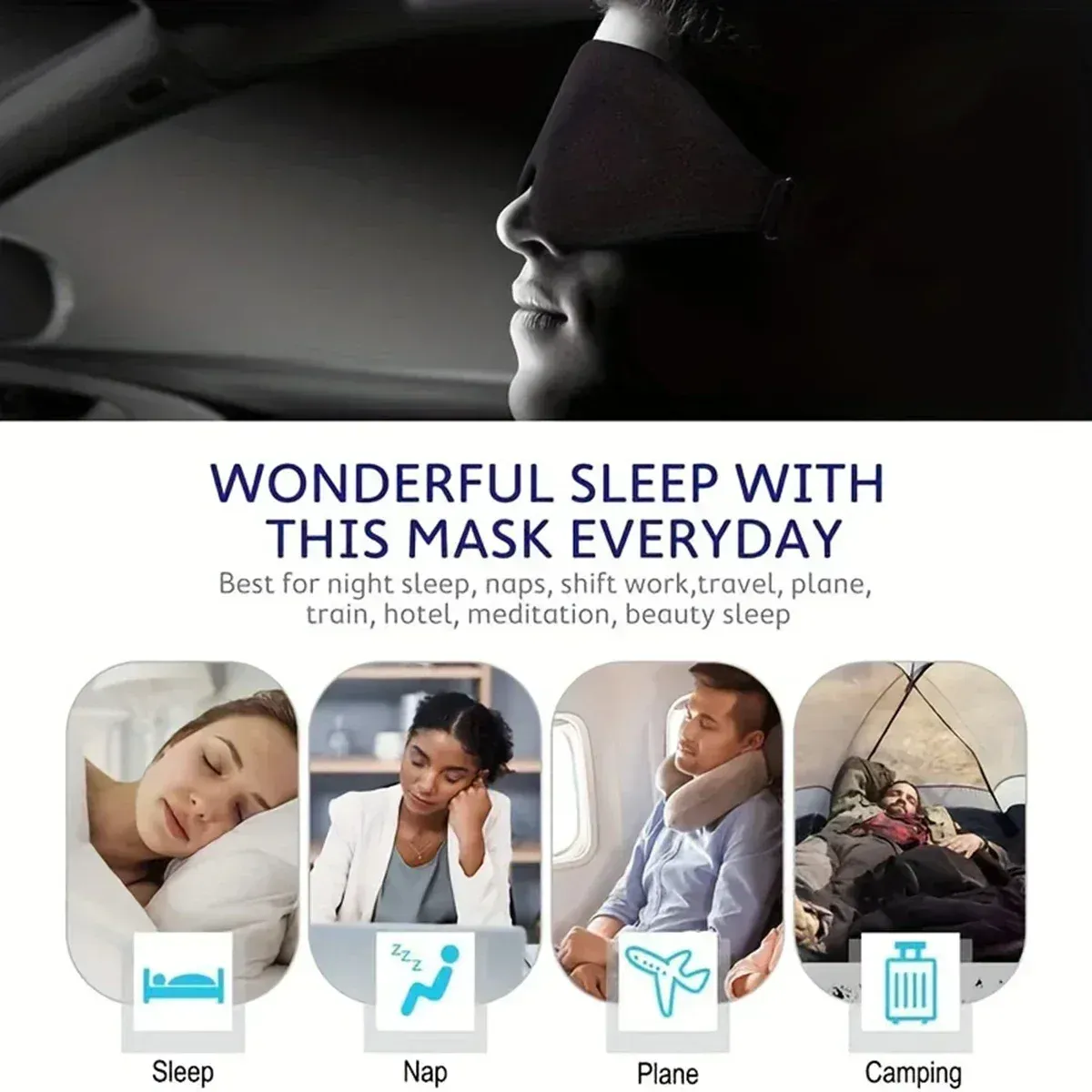 Masque de sommeil 3D profilé, mise en situation