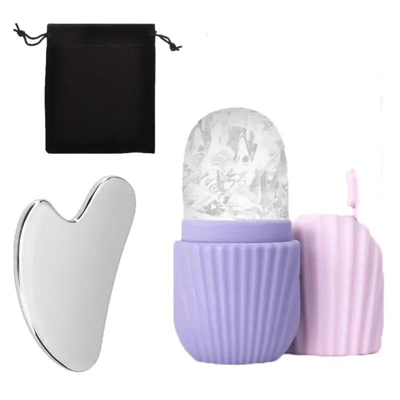 Ensemble de rouleaux de massage facial en acier inoxydable avec pierre Gua Sha, outils de soin de la peau pour le lifting et le massage du visage 9