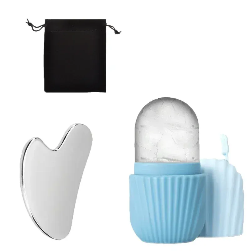 Ensemble de rouleaux de massage facial en acier inoxydable avec pierre Gua Sha, outils de soin de la peau pour le lifting et le massage du visage 8