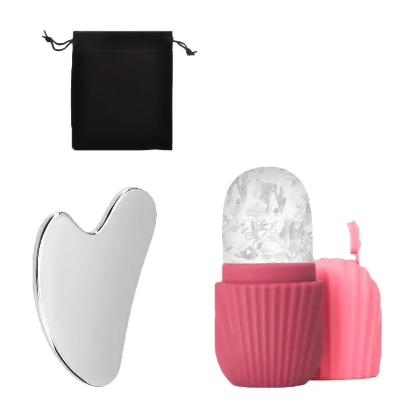 Ensemble de rouleaux de massage facial en acier inoxydable avec pierre Gua Sha, outils de soin de la peau pour le lifting et le massage du visage 12
