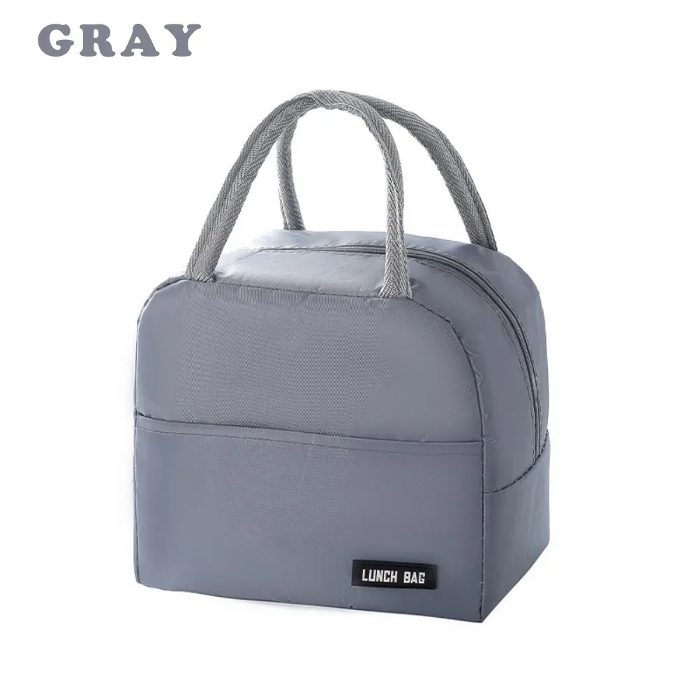 Sac à déjeuner isotherme portable en sergé uni 8