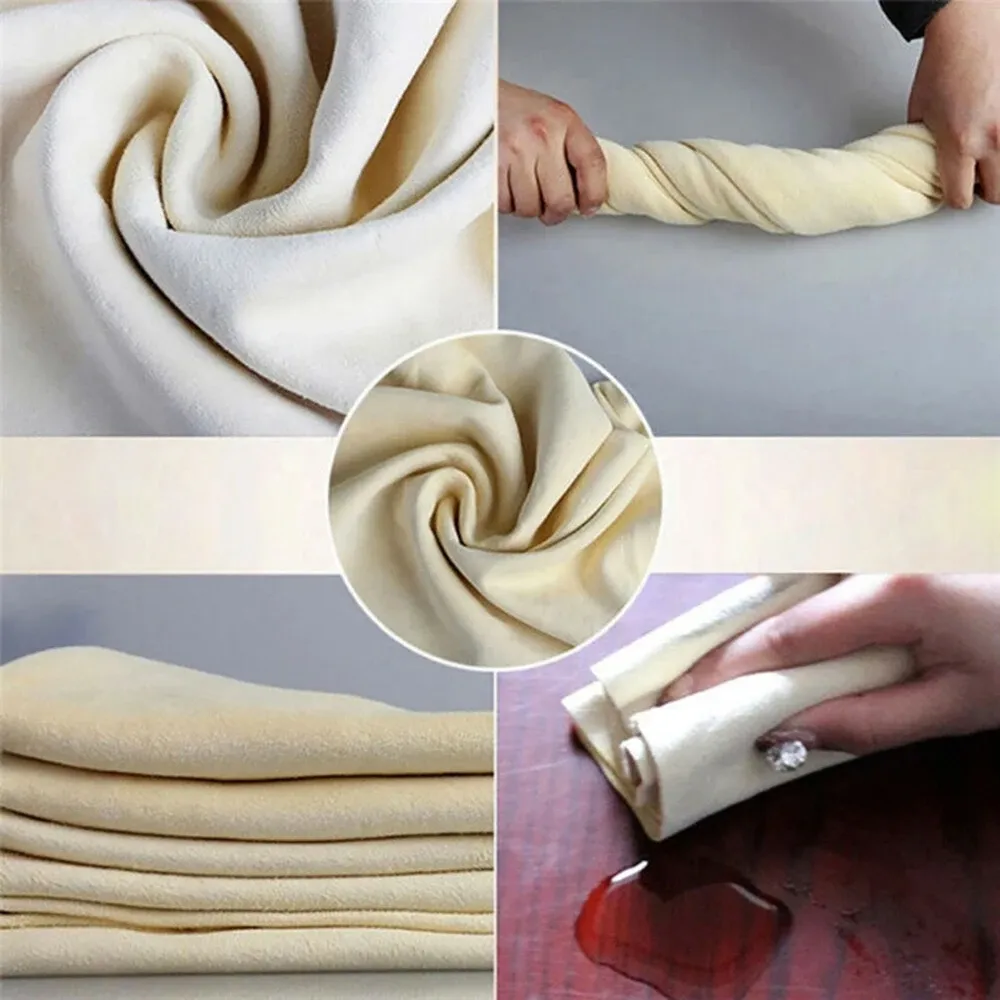 Serviette de voiture en peau de chamois, chiffon de nettoyage absorbant pour séchage, 60 x 40 cm 2