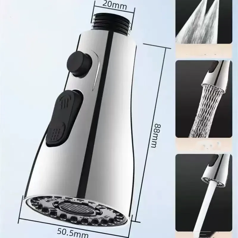 Filtre de robinet multifonctionnel pour évier de cuisine, douchette pulvérisatrice, buse extensible, tête de robinet pour salle de bain et toilettes 3
