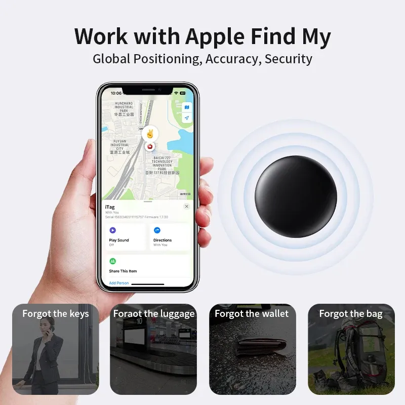 Traceur anti-perte intelligent compatible Apple Localiser (Find My) pour valises, clés, sacs et jouets, longue portée, compatible iPhone iOS 2