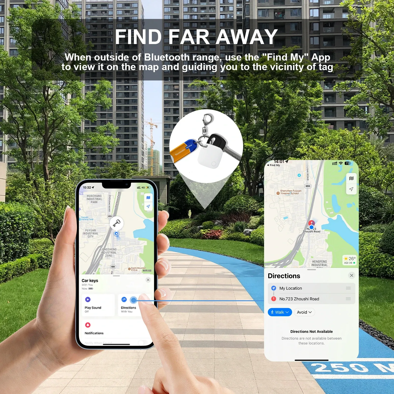 Traceur anti-perte intelligent compatible Apple Localiser (Find My) pour valises, clés, sacs et jouets, longue portée, compatible iPhone iOS 4