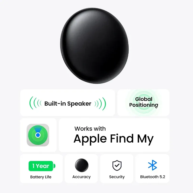 Traceur anti-perte intelligent compatible Apple Localiser (Find My) pour valises, clés, sacs et jouets, longue portée, compatible iPhone iOS 6