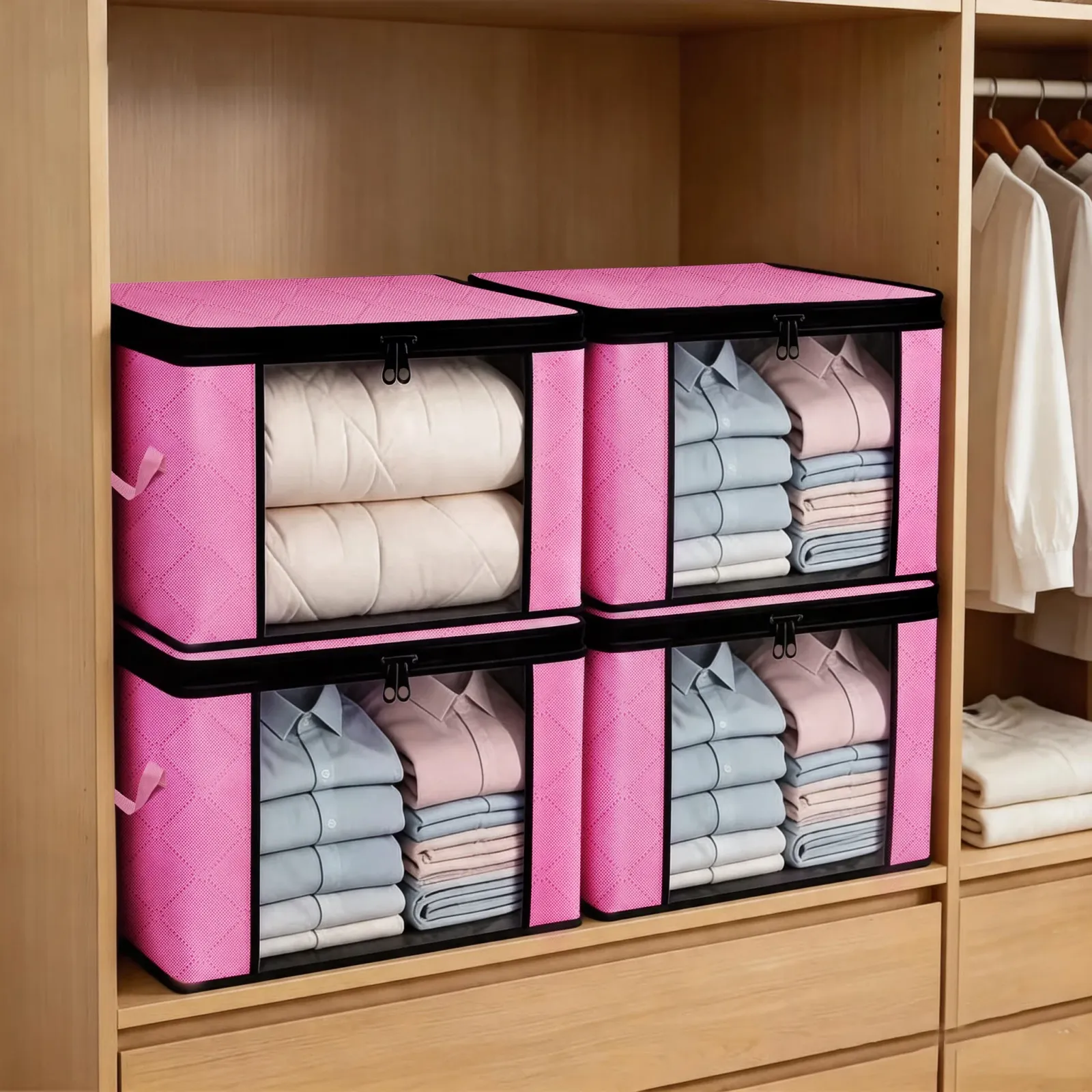 Boîtes de rangement pliables en situation