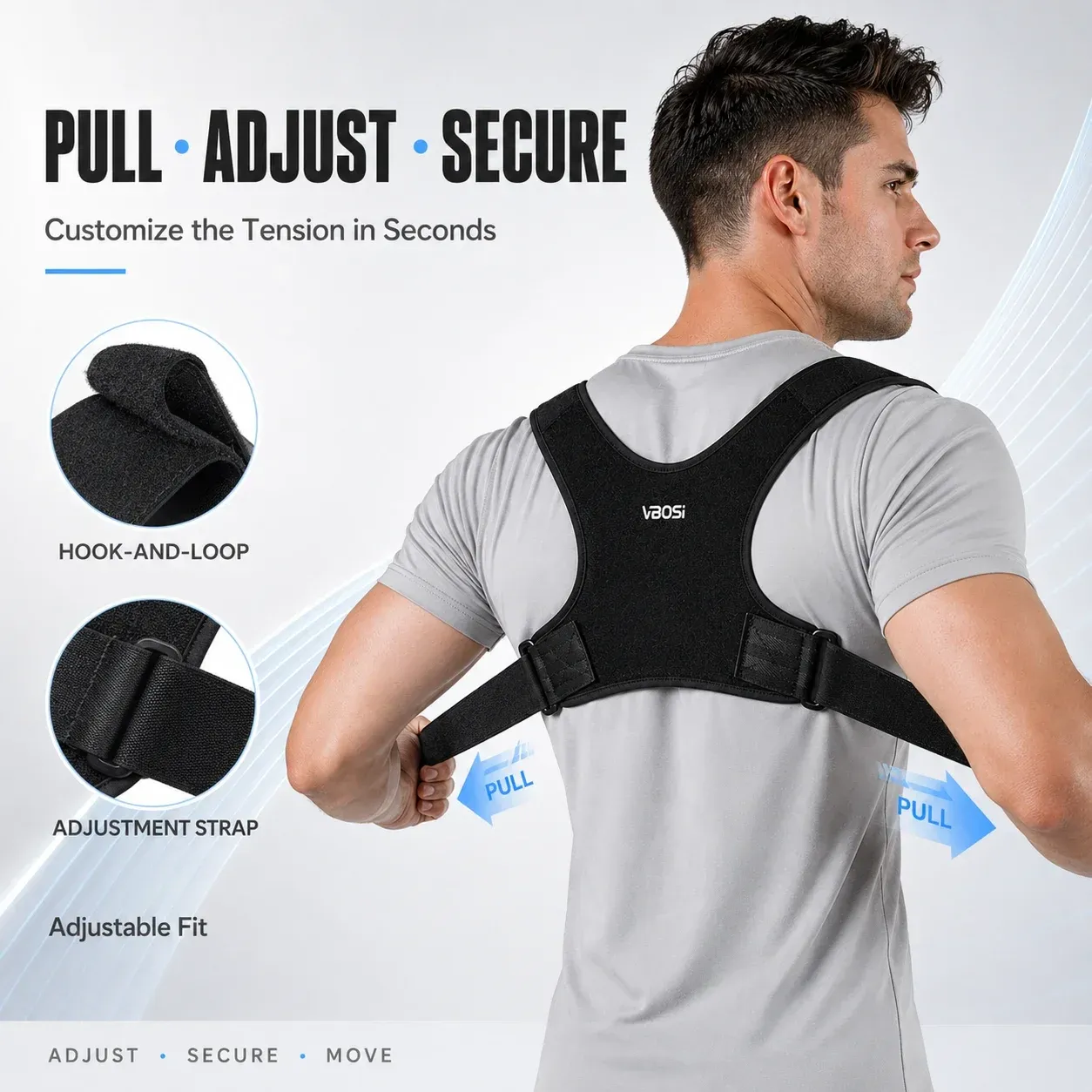 Correcteur de posture invisible et réglable pour hommes et femmes, soutien respirant pour le haut du dos et les épaules 2