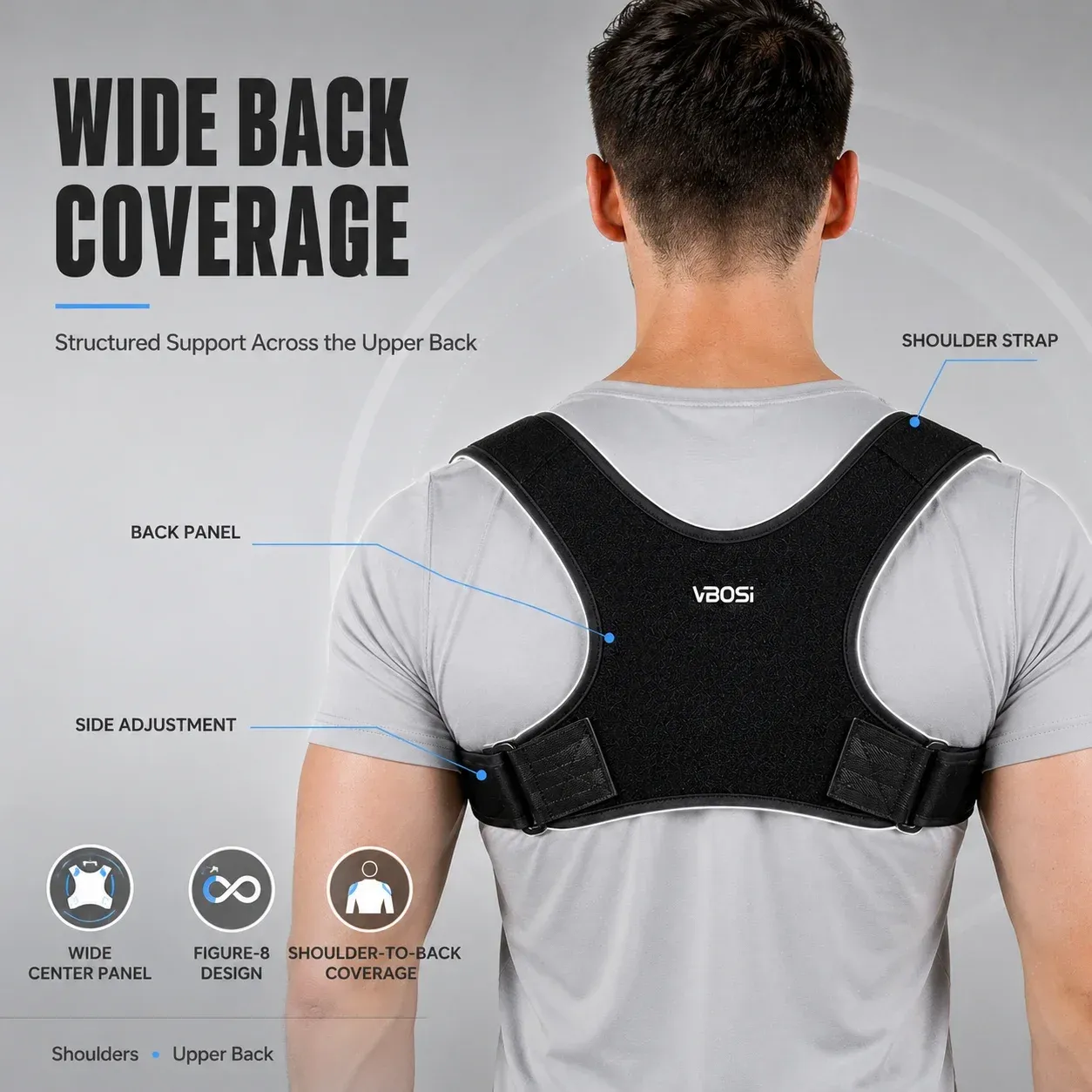 Correcteur de posture invisible et réglable pour hommes et femmes, soutien respirant pour le haut du dos et les épaules 3