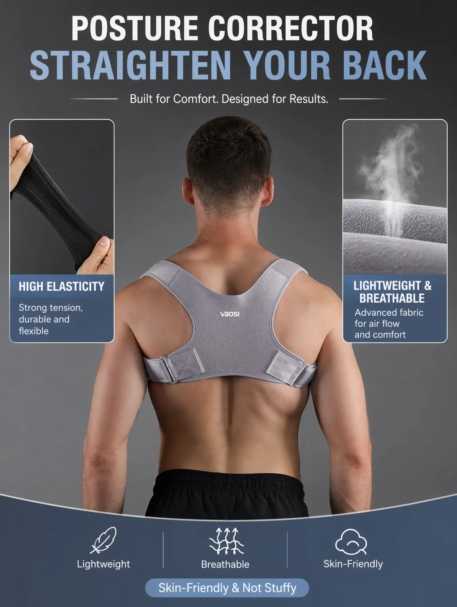Correcteur de posture invisible réglable, usage au bureau