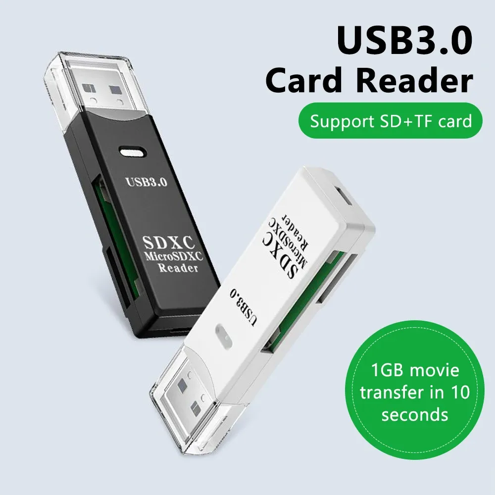 Lecteur de cartes USB 3.0 2 en 1 pour cartes microSD et TF, haute vitesse 2