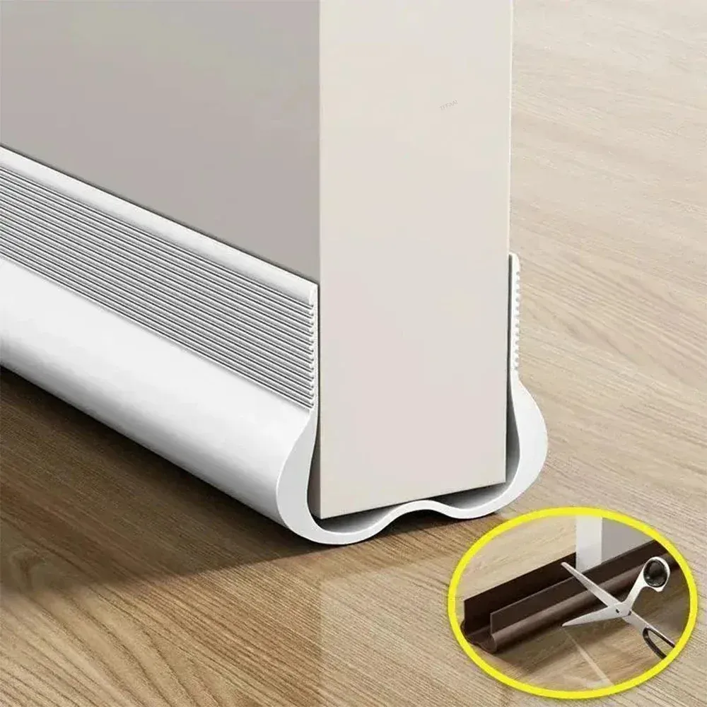 Bande d'étanchéité flexible pour bas de porte, isolation phonique et protection contre le vent et la poussière - Image 1