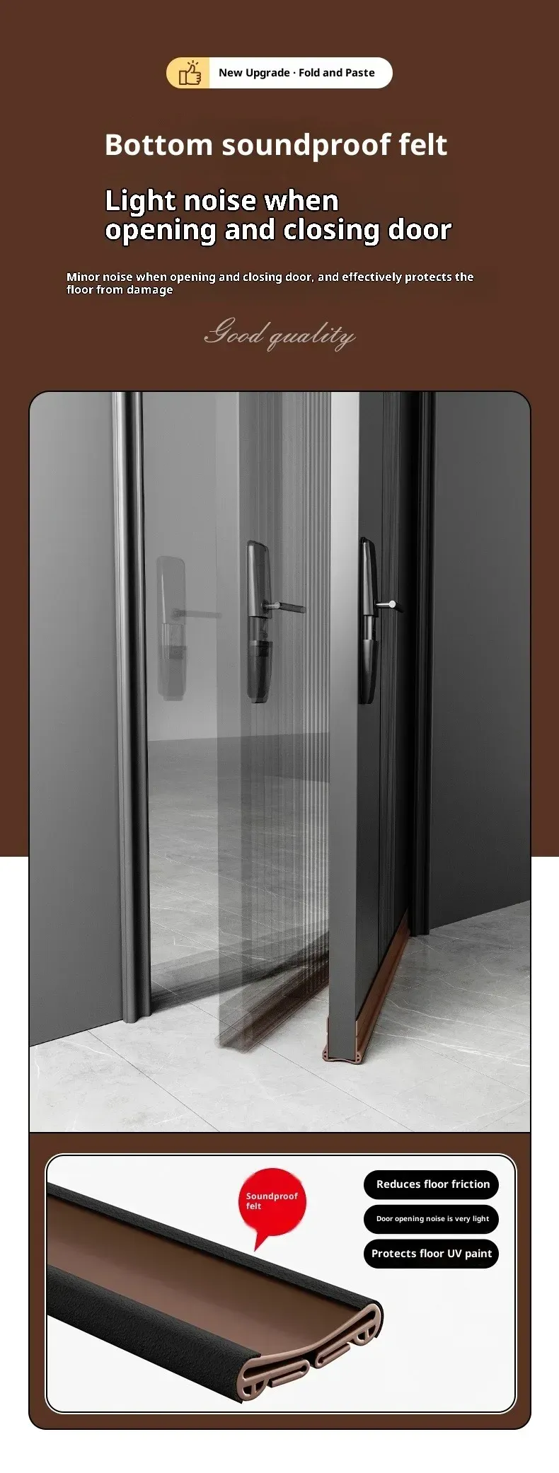 Bas de porte flexible, vue de côté