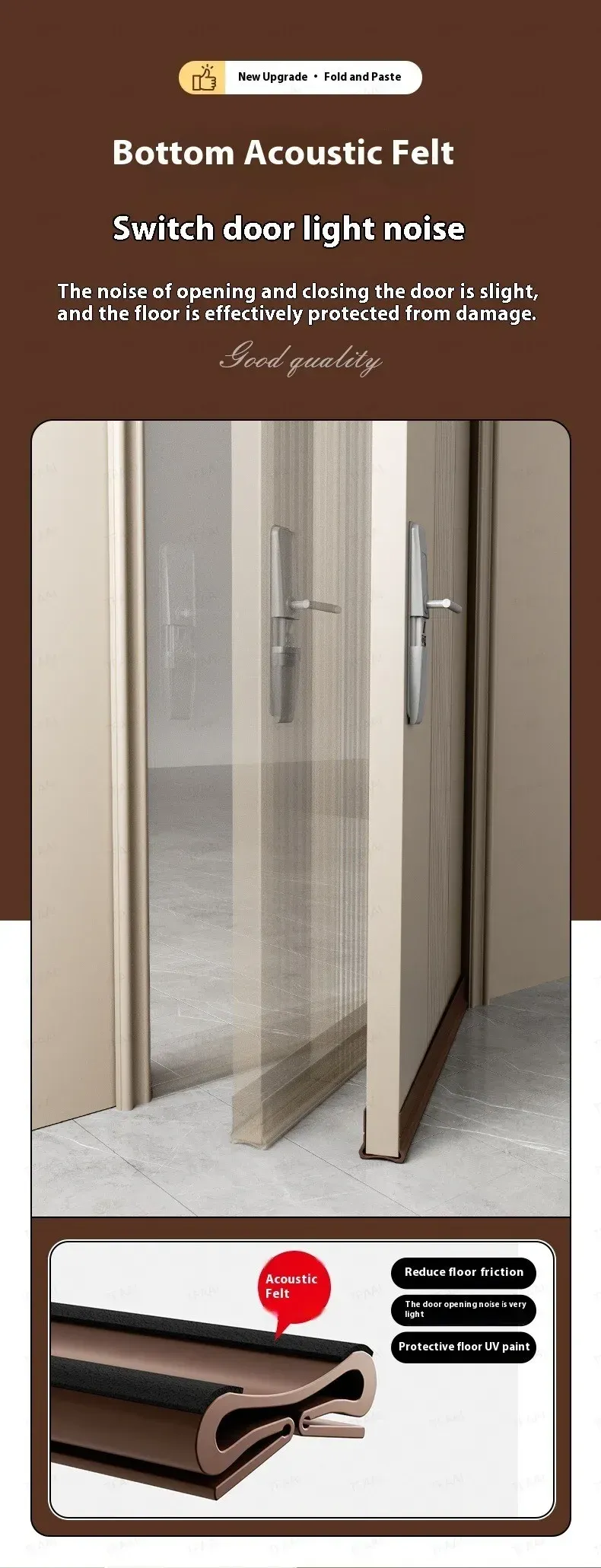 Bas de porte flexible, pose en intérieur