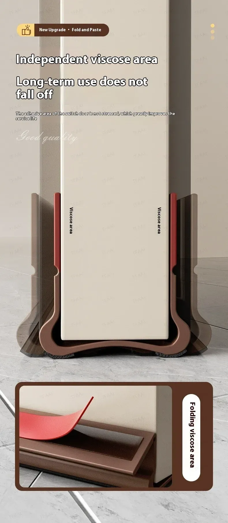 Bas de porte flexible, vue rapprochée