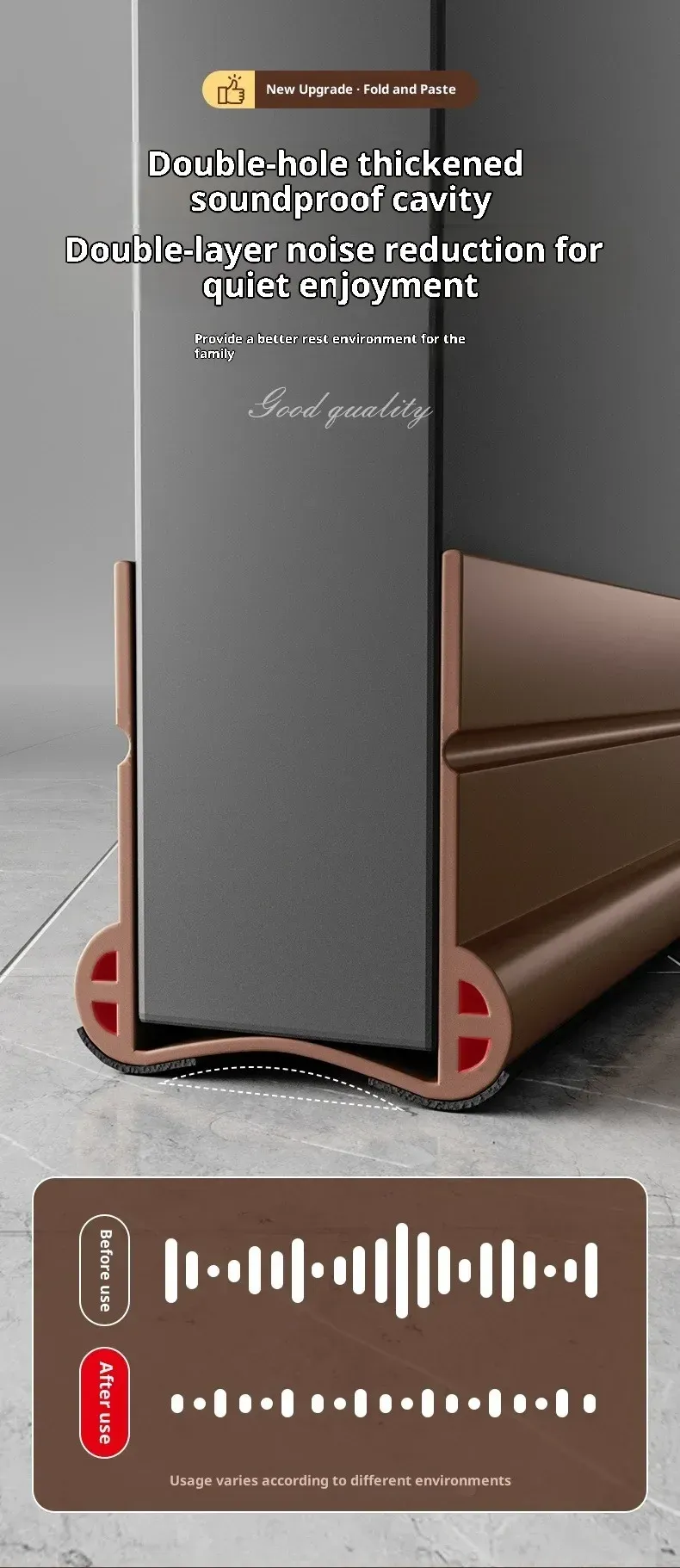 Bas de porte flexible, intégration discrète