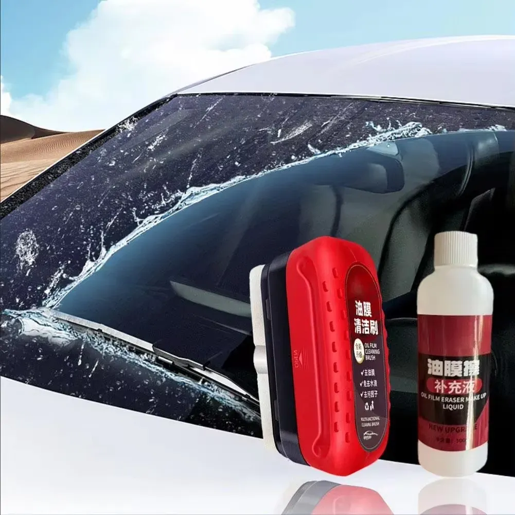 Dissolvant anti-film gras pour pare-brise intérieur avant, avec éponge et brosse 2