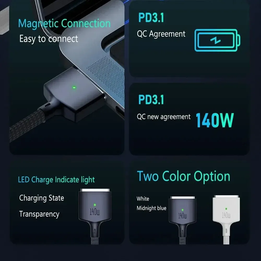Câble MagSafe 3 utilisé avec un ordinateur portable