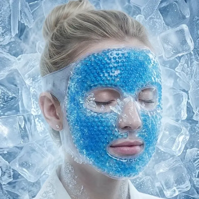 Masque de glace, masque facial en gel perlé, soulagement de la fatigue faciale, masque chaud et froid, compagnon de masque facial, cadeaux pour femmes - Image 1