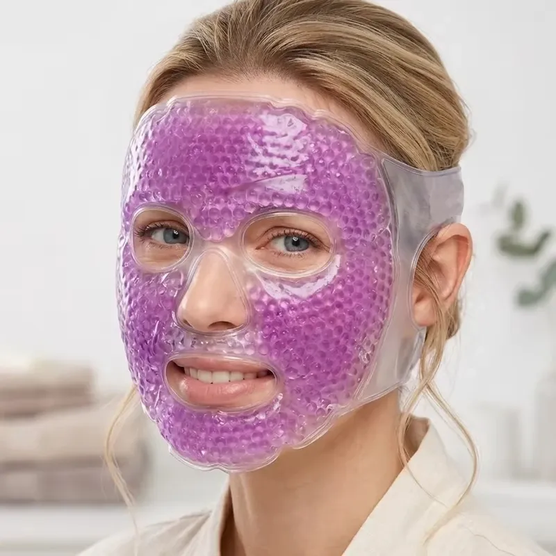 Masque de glace, masque facial en gel perlé, soulagement de la fatigue faciale, masque chaud et froid, compagnon de masque facial, cadeaux pour femmes 4