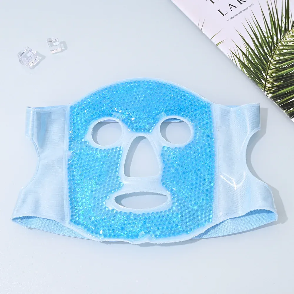 Masque de glace, masque facial en gel perlé, soulagement de la fatigue faciale, masque chaud et froid, compagnon de masque facial, cadeaux pour femmes 7