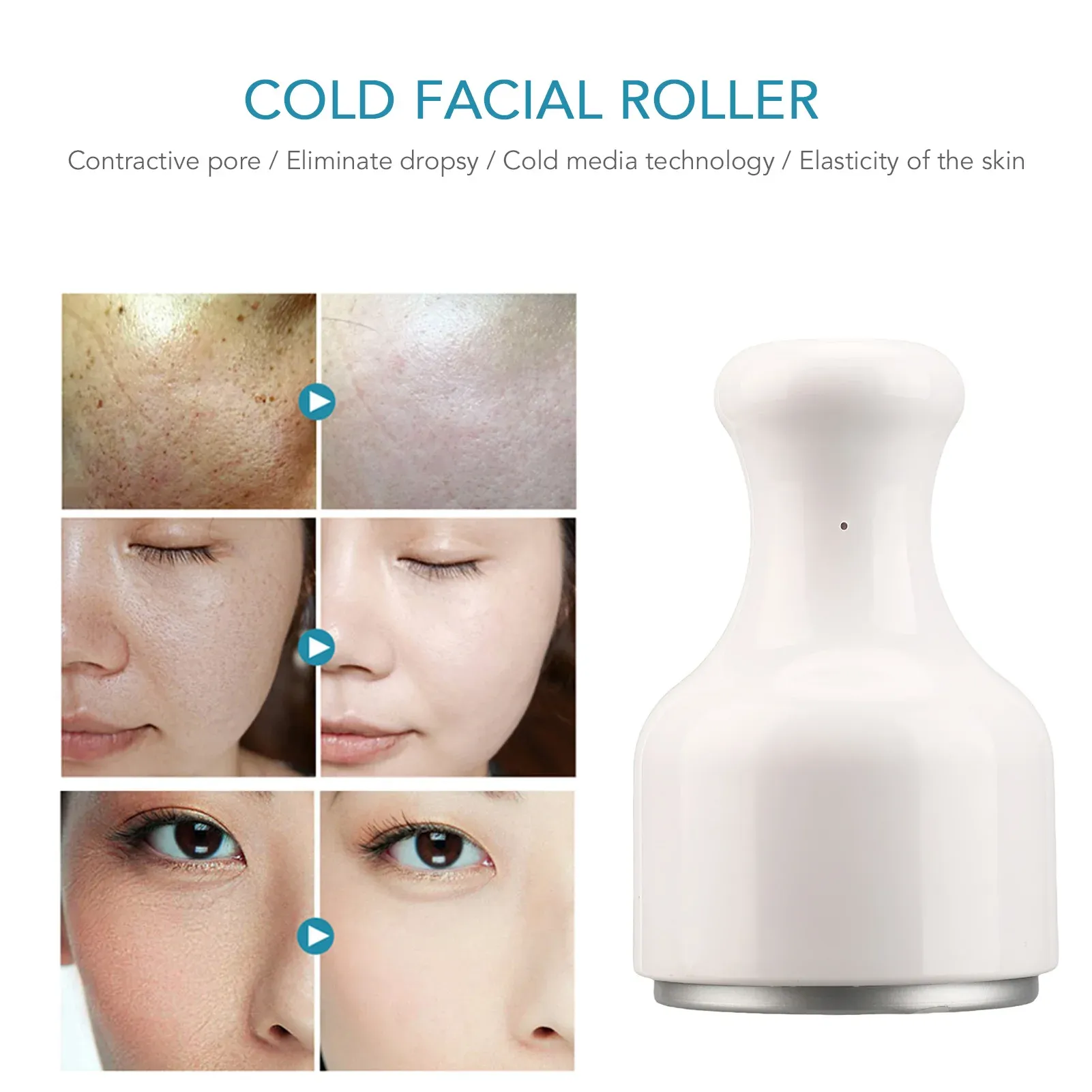 Rouleau de glace blanc pour le visage : massage et refroidissement, favorise la réparation de la peau et resserre les pores 2