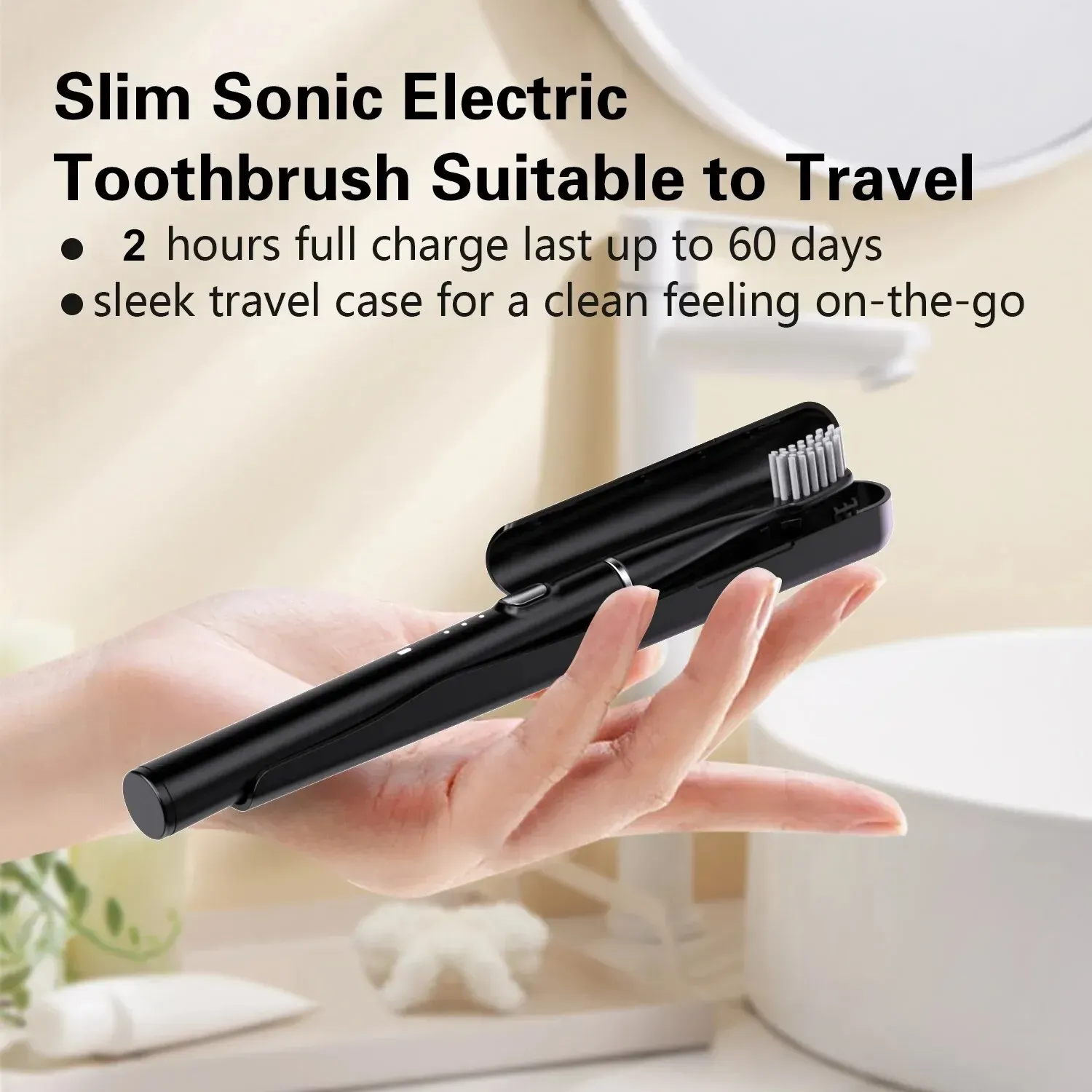 Brosse à dents électrique sonique à tête fine, étanche IPX7, idéale pour le voyage 6