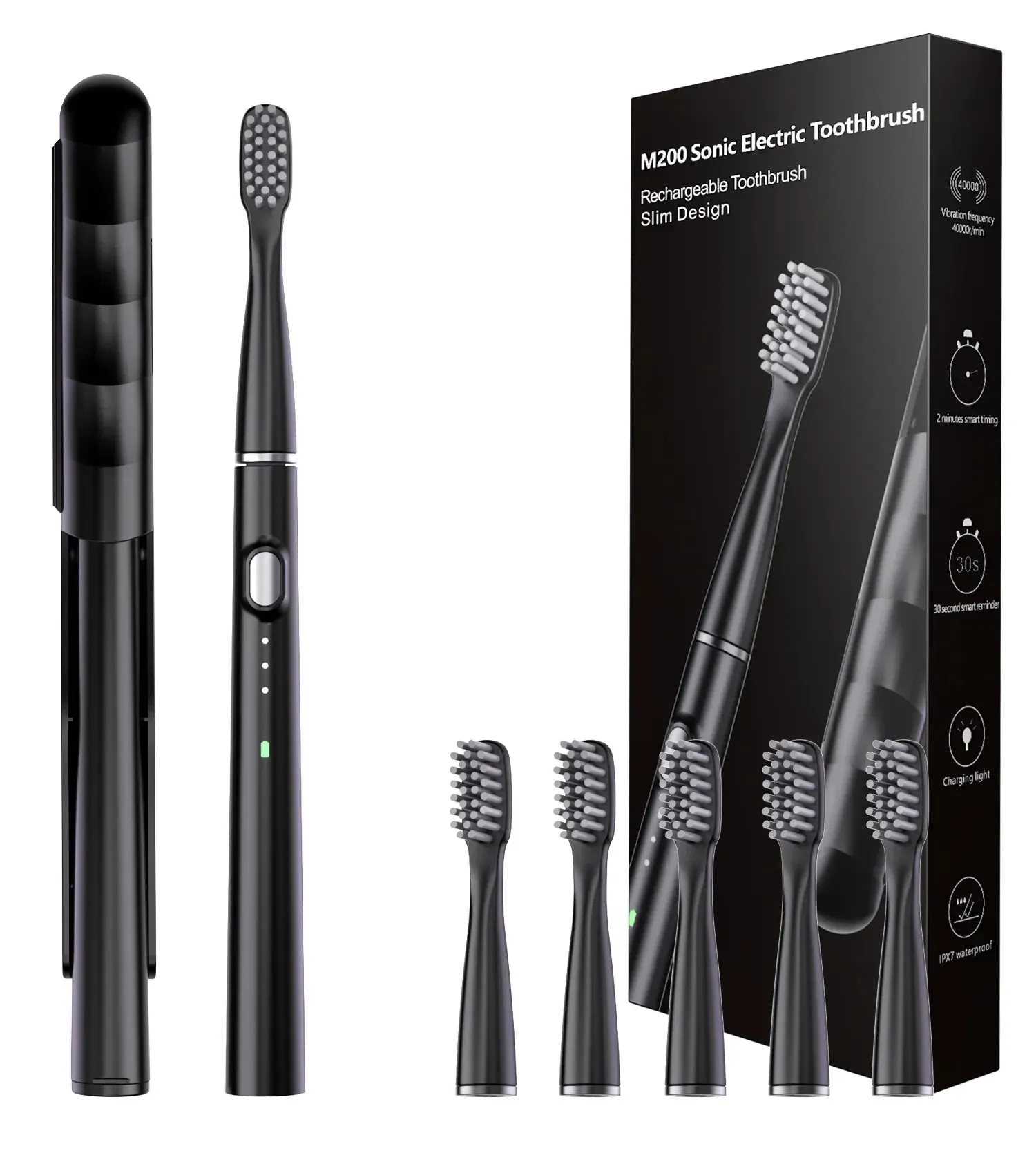 Brosse à dents électrique sonique à tête fine, étanche IPX7, idéale pour le voyage 8