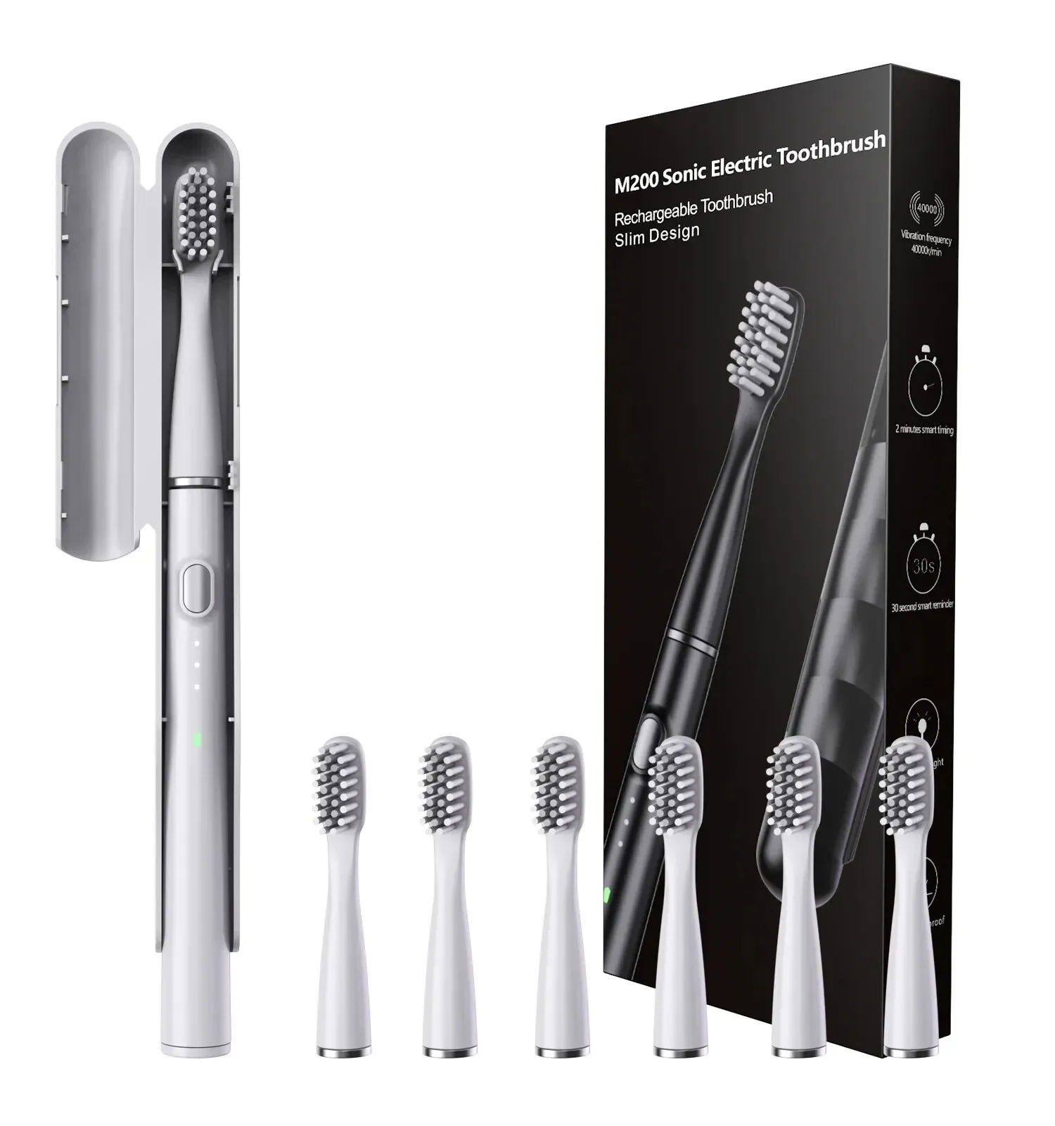 Brosse à dents électrique sonique à tête fine, étanche IPX7, idéale pour le voyage 7