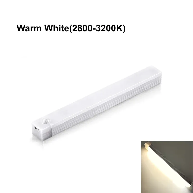 Barre lumineuse LED avec détecteur de mouvement, rechargeable par USB, veilleuse portable à induction pour armoire, cuisine, salle de bain, penderie, couloir 8