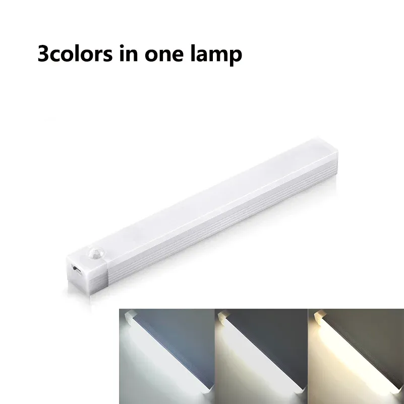 Barre lumineuse LED avec détecteur de mouvement, rechargeable par USB, veilleuse portable à induction pour armoire, cuisine, salle de bain, penderie, couloir 9