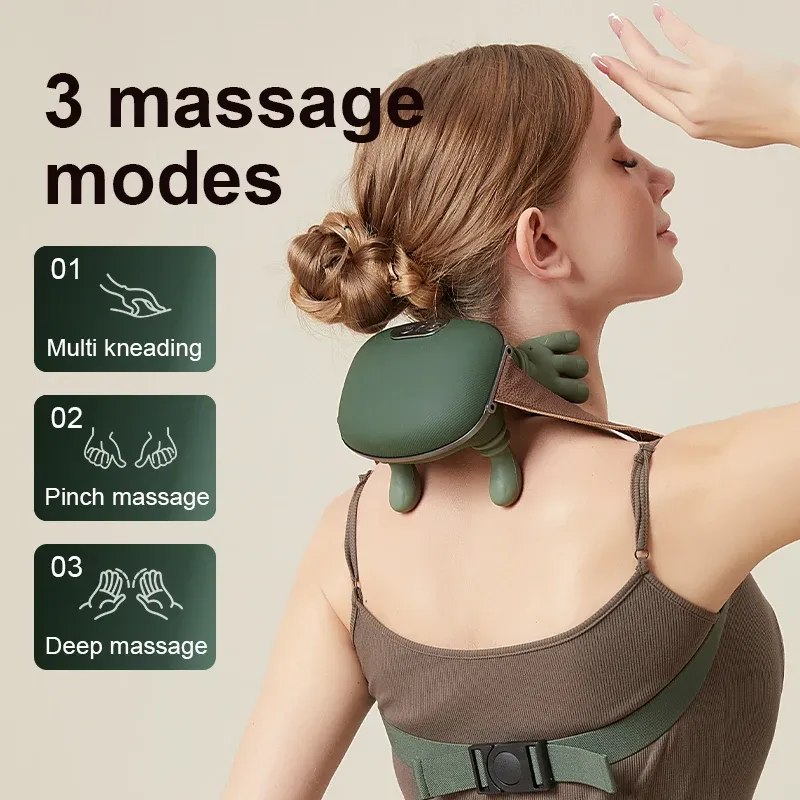 Masseur bionique 4D pour la nuque et les épaules, appareil de pétrissage des muscles trapèzes, masseur sans balai pour la nuque, les épaules et les jambes 6