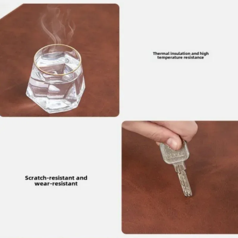 Tapis de bureau imperméable en PU, grand format, antidérapant, pour souris et clavier 4