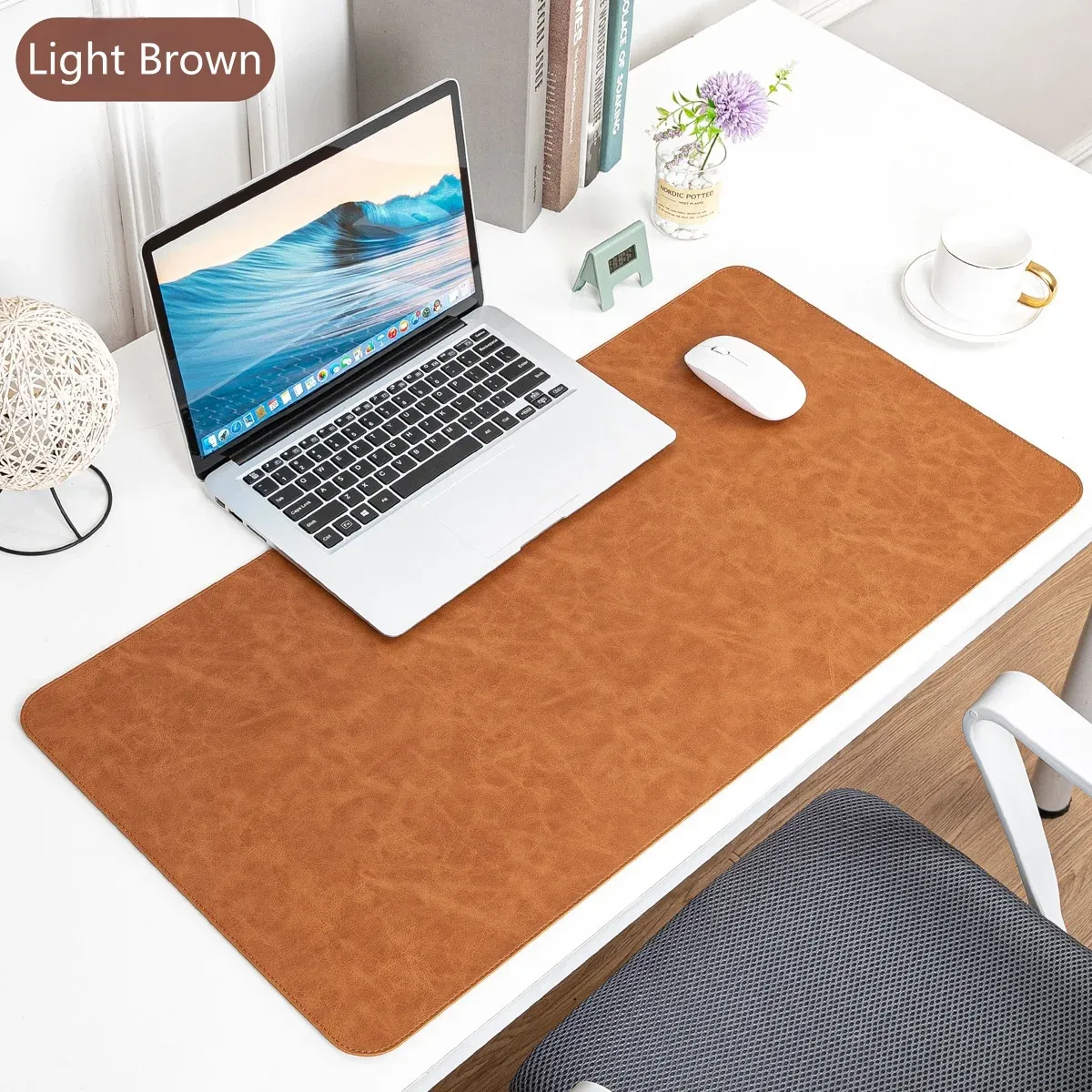 Tapis de bureau imperméable en PU, grand format, antidérapant, pour souris et clavier 11