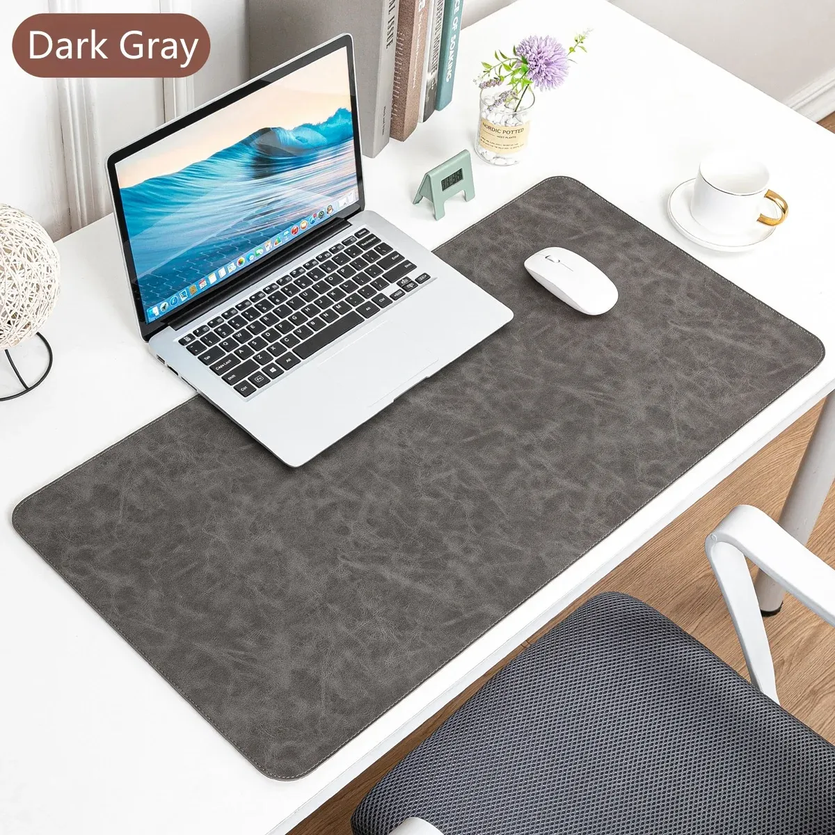 Tapis de bureau imperméable en PU, grand format, antidérapant, pour souris et clavier 9