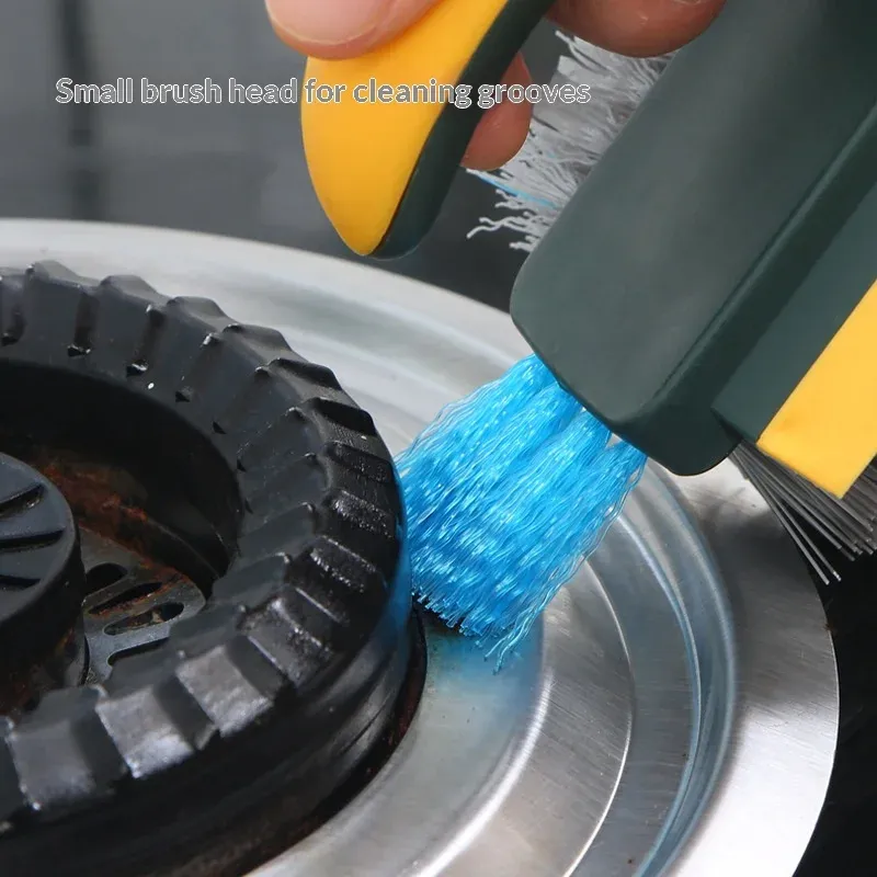 Brosse de nettoyage 3-en-1 pour joints et interstices, brosse à poils durs pour carrelage de salle de bain et de cuisine 2