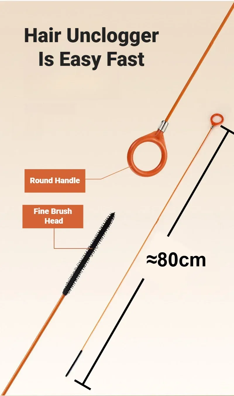 Débouchage facile avec poignée ronde et tête de brosse fine