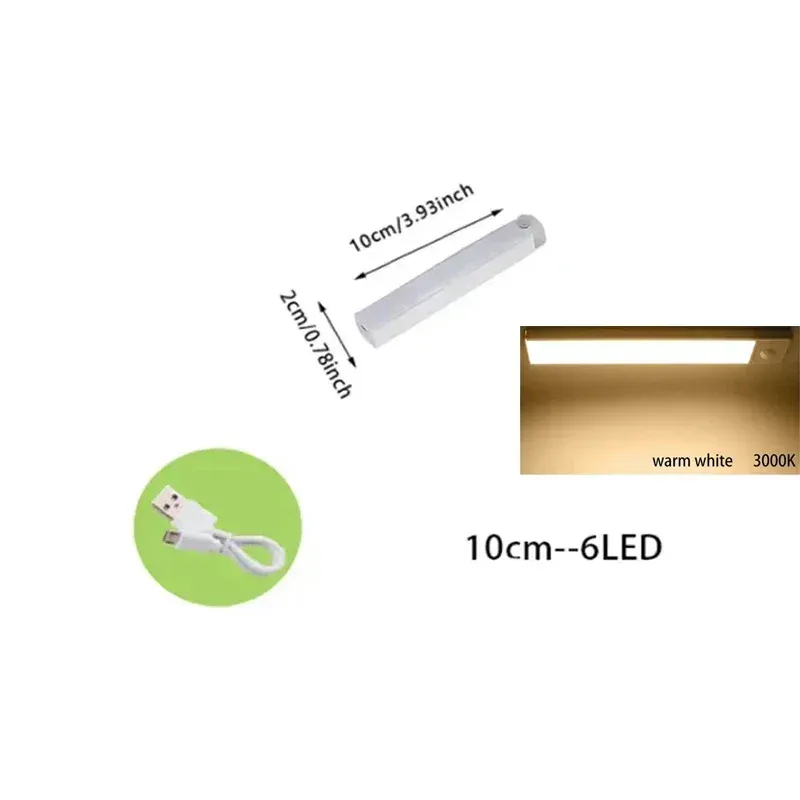 Détecteur de mouvement PIR à LED rechargeable, veilleuse dimmable pour chambre, placard et escaliers 9