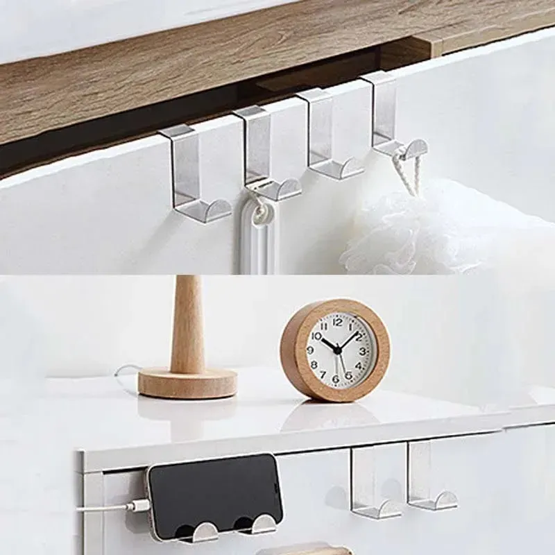 Crochet de porte multifonction en acier inoxydable pour vêtements, cuisine, chambre et salle de bain 5