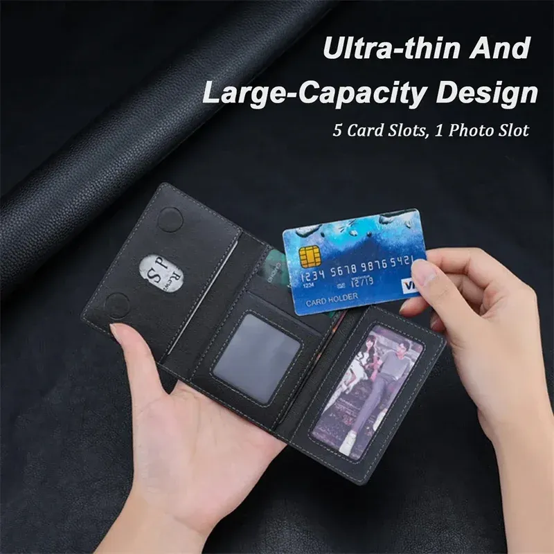 Portefeuille pliant magnétique avec porte-cartes en cuir PU pour iPhone 12 Plus, 13, 14, 15 et 16 Pro Max, compatible MagSafe 2