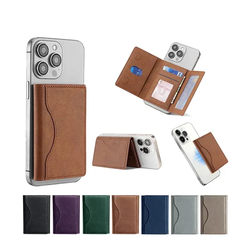 Portefeuille pliant magnétique avec porte-cartes en cuir PU pour iPhone 12 Plus, 13, 14, 15 et 16 Pro Max, compatible MagSafe