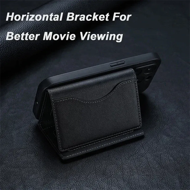 Portefeuille pliant magnétique avec porte-cartes en cuir PU pour iPhone 12 Plus, 13, 14, 15 et 16 Pro Max, compatible MagSafe 4