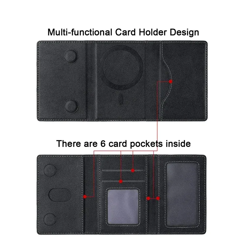 Portefeuille pliant magnétique avec porte-cartes en cuir PU pour iPhone 12 Plus, 13, 14, 15 et 16 Pro Max, compatible MagSafe 5