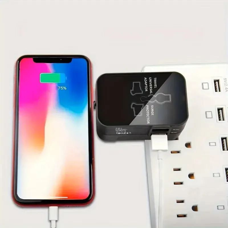 Adaptateur secteur universel avec deux ports USB, prises de voyage universelles, adaptateur secteur UE-US 2