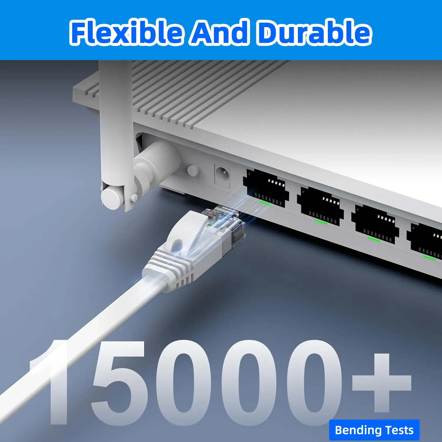 Câble Ethernet Cat6 plat 0,1 m, 0,2 m, 0,3 m, 0,5 m, 50 m, RJ45 5