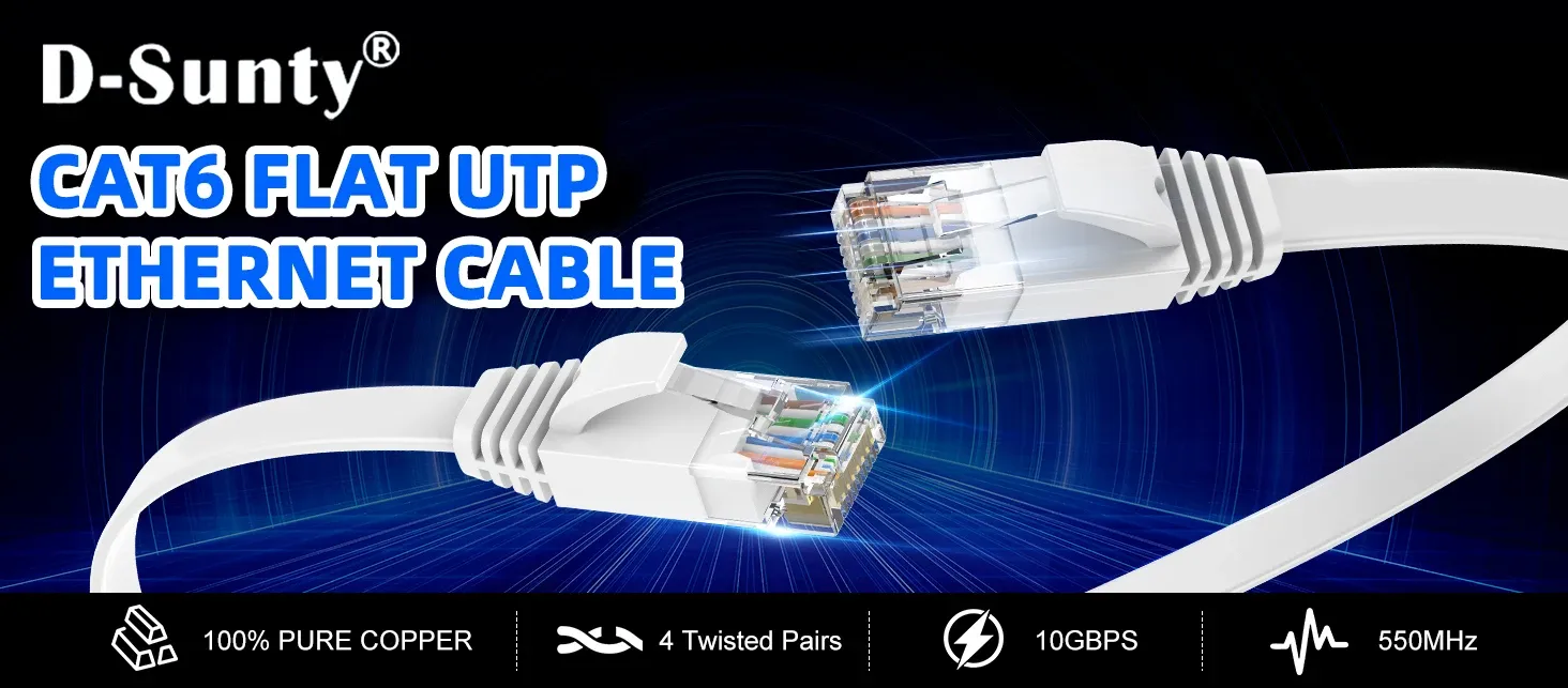 Câble Ethernet Cat6 plat, vue d'ensemble