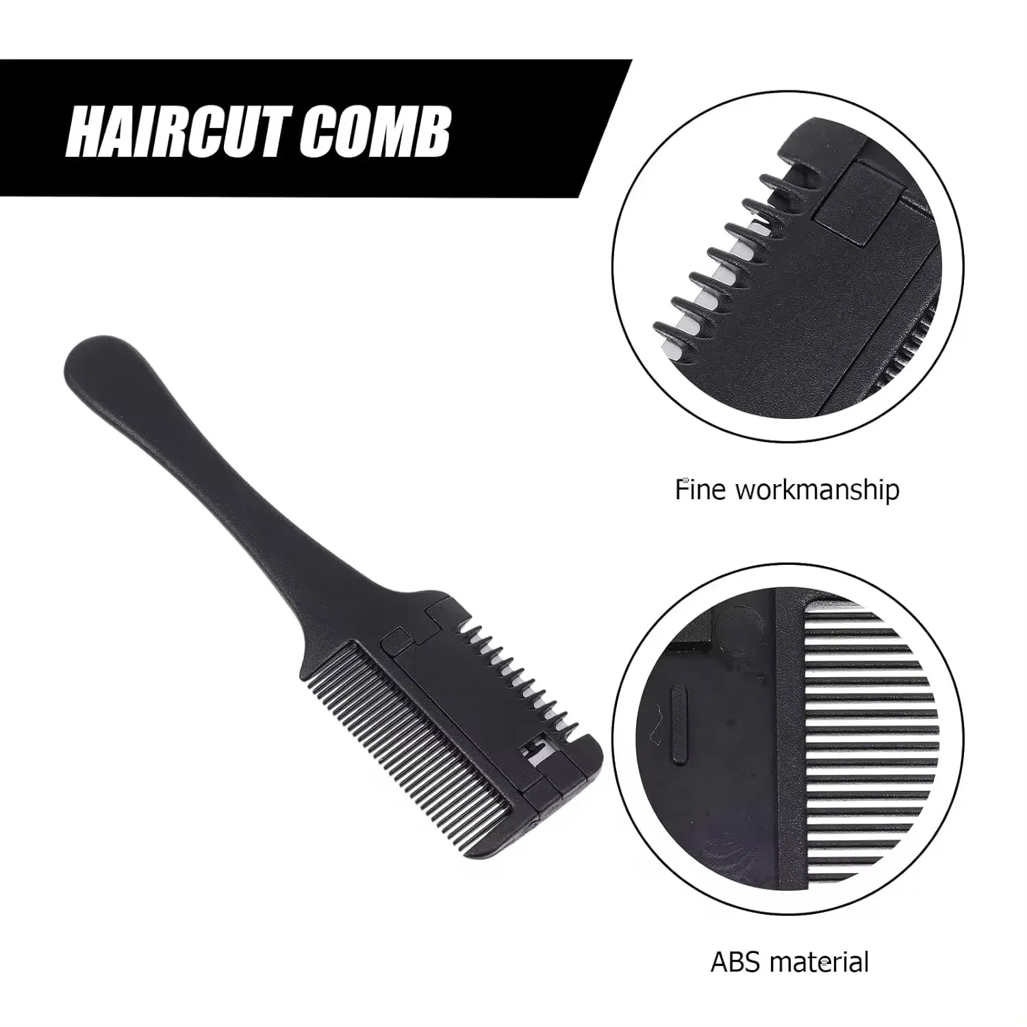Tondeuse à cheveux portable à lame double tranchant en acier inoxydable, style rétro, avec peigne amincissant, pour salon ou usage domestique 4