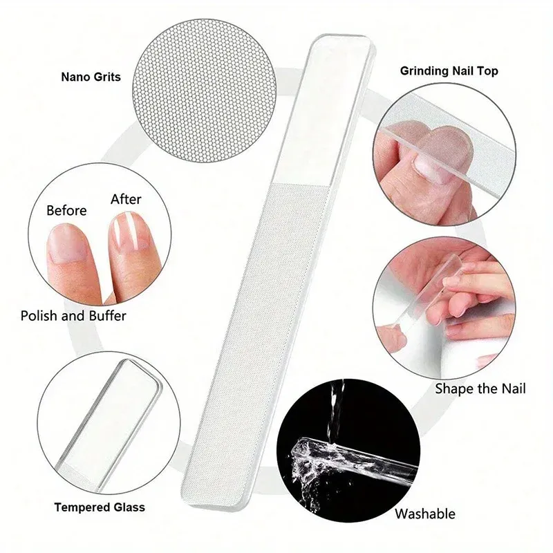 Ensemble de manucure 4 pièces en acier inoxydable noir avec lime en verre nano 6