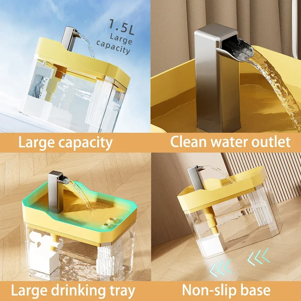 Fontaine à eau pour chat avec filtre automatique, pompe USB et réservoir transparent à recirculation 3